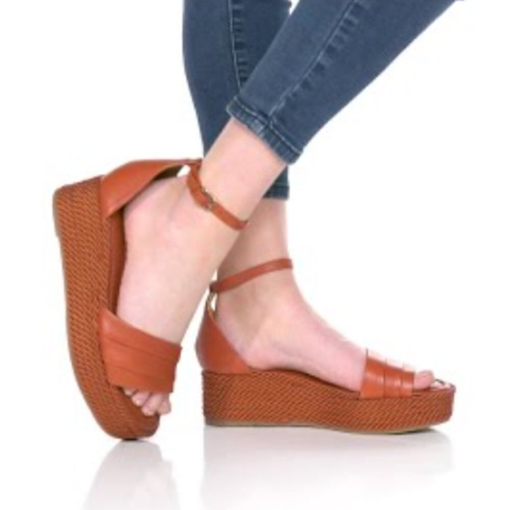 Franco Sarto Via Womens Leather Espadrille Flatform Sandals